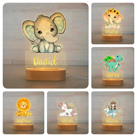 Lampe 3D LED personnalisée Éléphant bleu – UNICORNDOLL